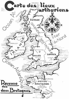Mapa de los lugares artúricos: las dos Bretagnes