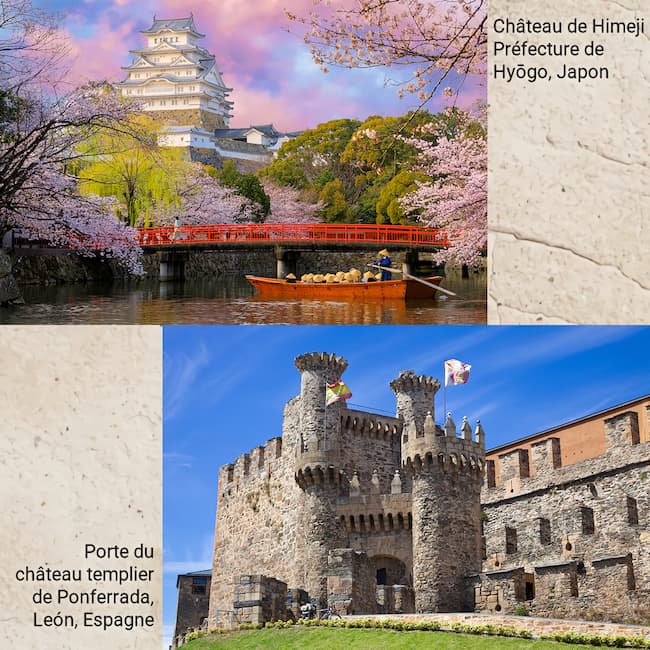 Castillo de Himeji (Japón) y Castillo Templario de Pontferrada (España)
AdobeStock nº 281471262 y 28218137
#Terressens, donde las historias toman forma