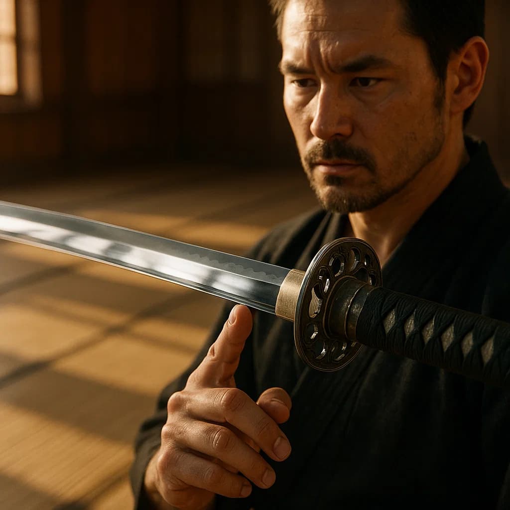 El equilibrio de una katana no es un punto. Las ilustraciones de esta sección están creadas mediante inteligencia artificial, bajo la dirección de nuestro equipo editorial. Esta tecnología nos permite dar vida a escenas históricas o legendarias, respetando nuestra pasión por la autenticidad y la imaginación. #Terressens, donde las historias toman forma