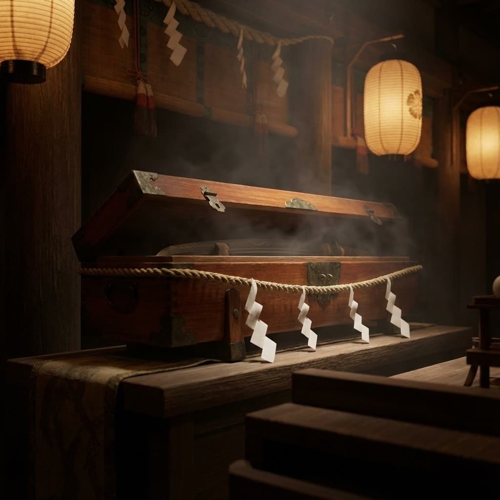 Kusanagi-no-Tsurugi, la espada divina oculta de Atsuta. Las ilustraciones de esta sección se han creado mediante inteligencia artificial, bajo la dirección de nuestro equipo editorial. Esta tecnología nos permite dar vida a escenas históricas o legendarias, respetando nuestra pasión por la autenticidad y la imaginación. #Terressens, donde las historias cobran forma.