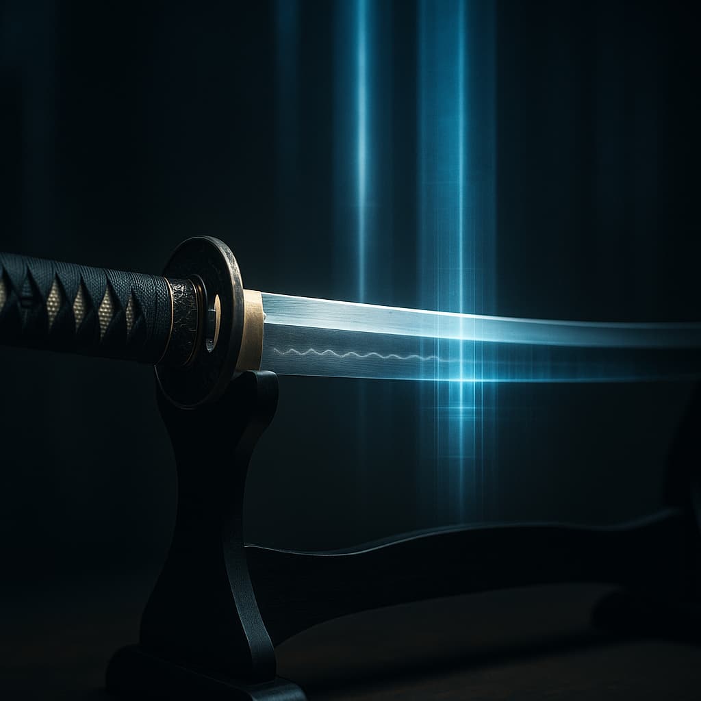 Cuando los neutrones revelan el secreto de las katanas. Las ilustraciones de esta sección están creadas mediante inteligencia artificial, bajo la dirección de nuestro equipo editorial. Esta tecnología nos permite dar vida a escenas históricas o legendarias, respetando nuestra pasión por la autenticidad y la imaginación. #Terressens, donde las historias toman forma