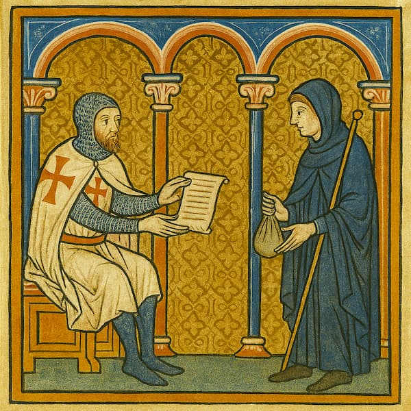 Cuando los templarios inventaron el primer cheque de viaje
Las ilustraciones de esta sección han sido creadas mediante inteligencia artificial, bajo la dirección de nuestro equipo editorial.
Esta tecnología nos permite dar vida a escenas históricas o legendarias, respetando nuestra pasión por la autenticidad y la imaginación. 
#Terressens, donde las historias toman forma