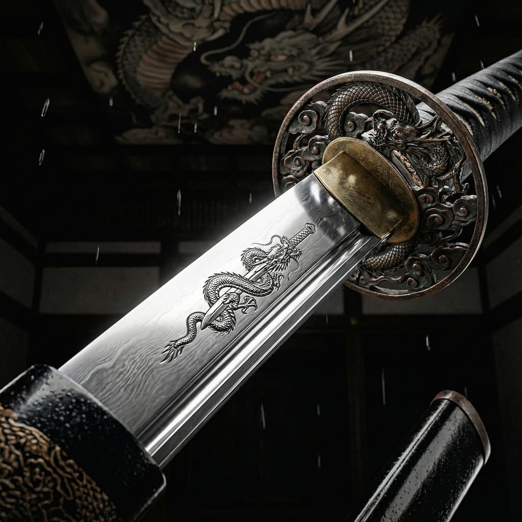 Tianlong, el dragón celestial de los samuráis. Las ilustraciones de esta sección han sido creadas mediante inteligencia artificial, bajo la dirección de nuestro equipo editorial. Esta tecnología nos permite dar vida a escenas históricas o legendarias, respetando nuestra pasión por la autenticidad y la imaginación. #Terressens, donde las historias cobran vida.