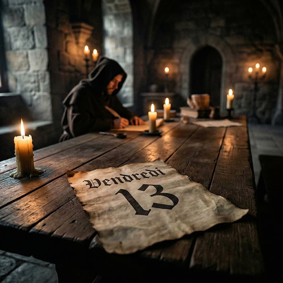 Viernes 13, un miedo mucho más moderno de lo que creemos. Las ilustraciones de esta sección se crean con ayuda de la inteligencia artificial, bajo la dirección de nuestro equipo editorial. Esta tecnología nos permite dar vida a escenas históricas o legendarias, respetando nuestra pasión por la autenticidad y la imaginación. #Terressens, donde las historias cobran forma.