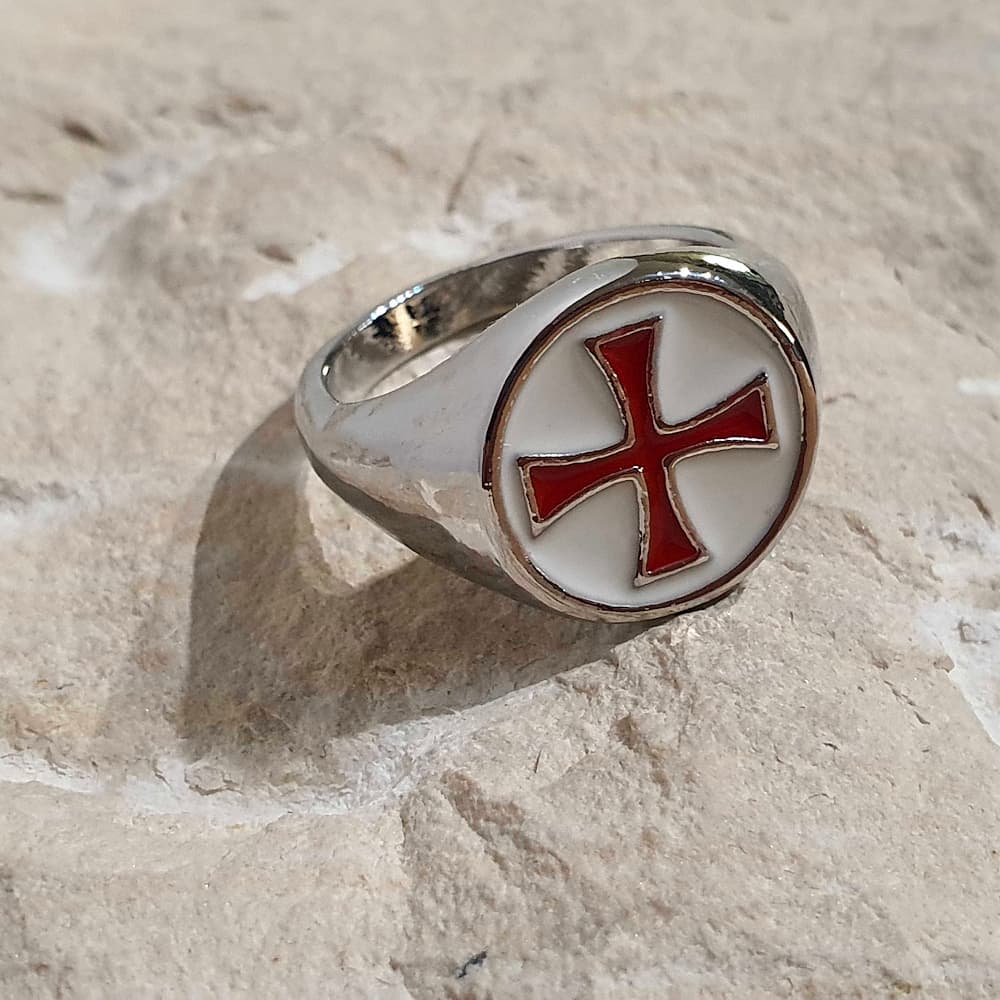 Anillo cruz templaria roja #Terressens