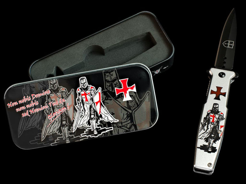 Abrecartas espada templaria vaina roja Cuchillo templario "Beaucéant" #Terressens