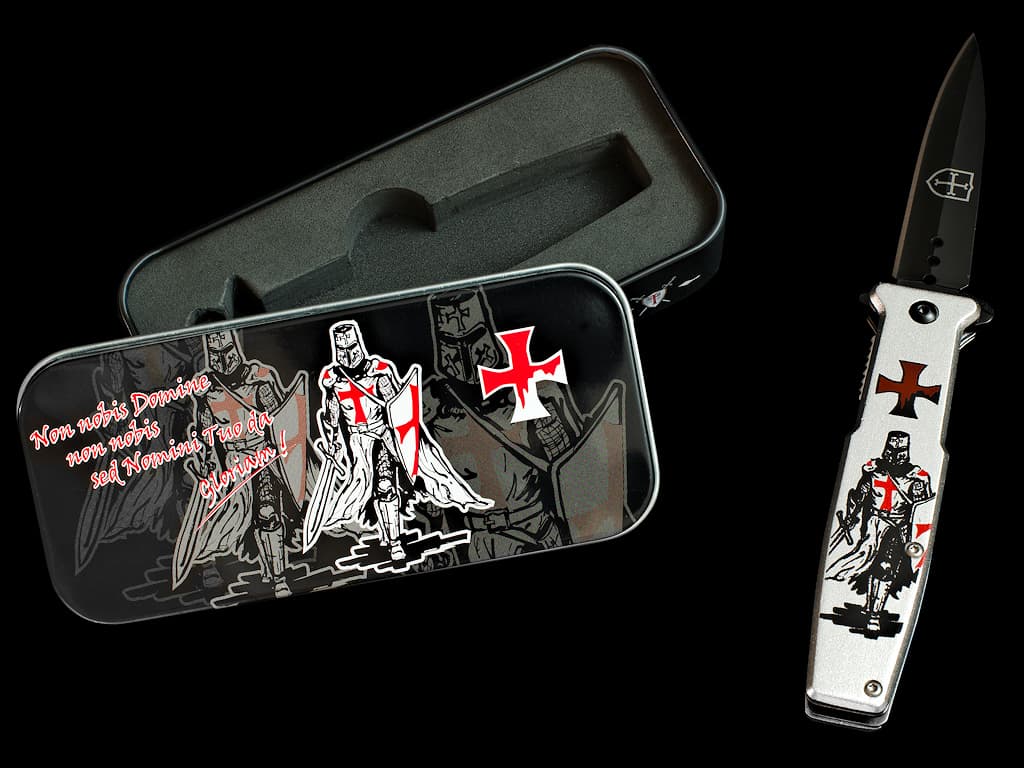 Abrecartas espada templaria vaina roja Cuchillo templario "Beaucéant" #Terressens