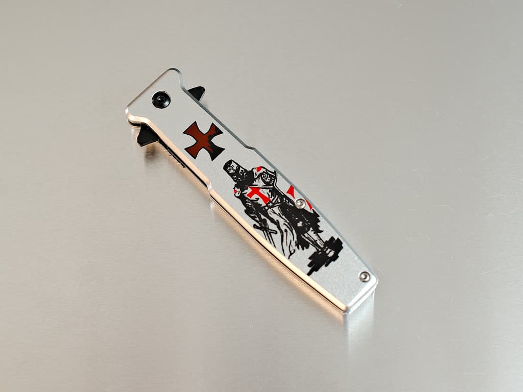 Abrecartas espada templaria vaina roja Cuchillo templario "Beaucéant" #Terressens