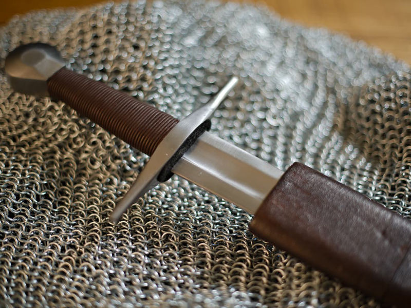 Espada y daga de caballero cruzado medieval (juego de combate, suministrado con vaina de cuero marrón con cordones negros) Espada medieval forjada "valiente" ⚔ #Terressens