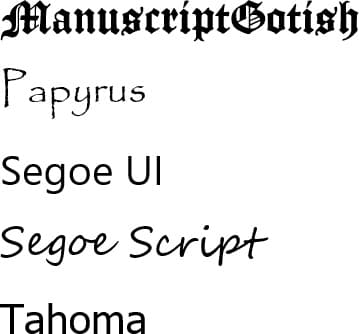 Ejemplos de fuentes disponibles para los grabados #Terressens en una hoja de katana Ejemplos de fuentes disponibles para los grabados #Terressens en una hoja de katana