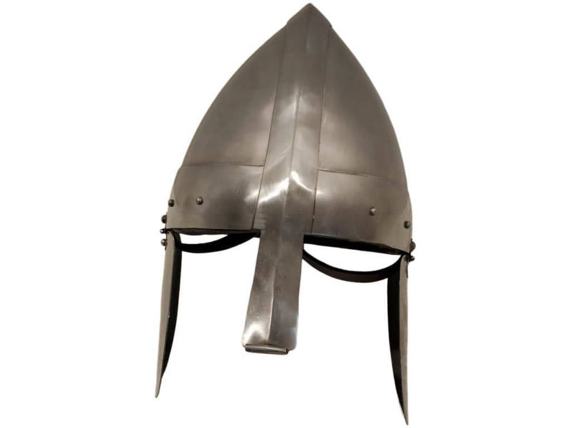Casque médiéval avec garde joues et protection matelassée Casque médiéval avec garde joues et protection matelassée