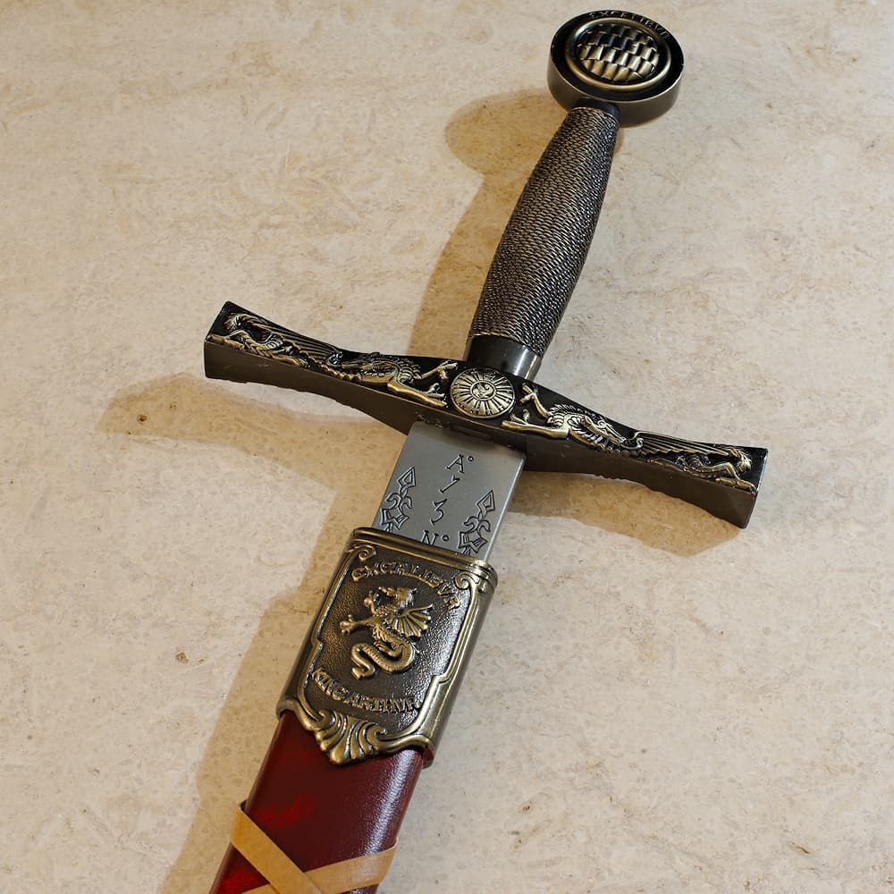 Excalibur, l'Épée du roi Arthur, avec fourreau rouge tressé #Terressens