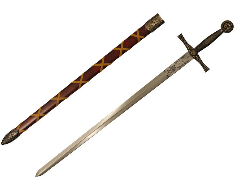 Excalibur, l'Épée du roi Arthur, avec fourreau rouge tressé #Terressens
