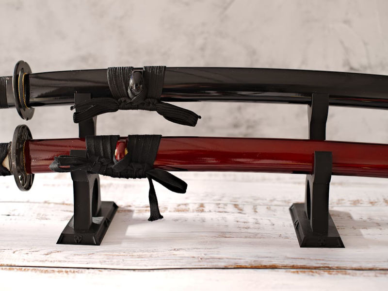 Support de katanas « Fukuza » (複座, deux places), pour deux sabres japonais #Terressens Support de katanas « Fukuza » (複座, deux places), pour deux sabres japonais #Terressens