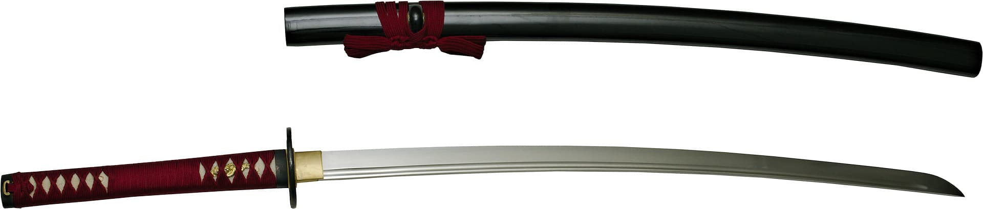 Ake katana afilada (朱, rojo sangre), ito y sageo rojo oscuro #Terressens