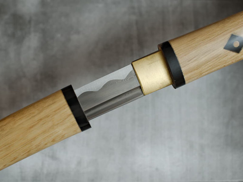 Nami, shirasaya Damasco afilado (波 onda), marco de madera natural #Terressens Nami, shirasaya Damasco afilado (波 onda), marco de madera natural #Terressens