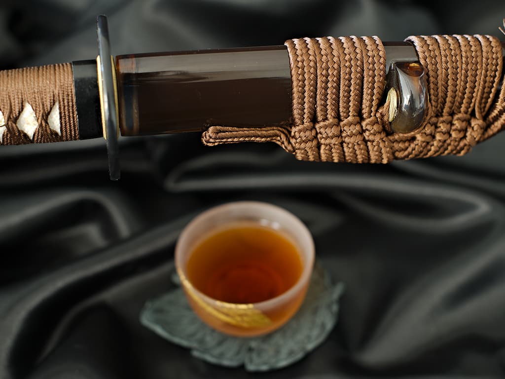 Katana Maru 1095, auténtica Hamon, afilada a mano "Chairo" 茶色 (marrón, el color del té) #Terressens