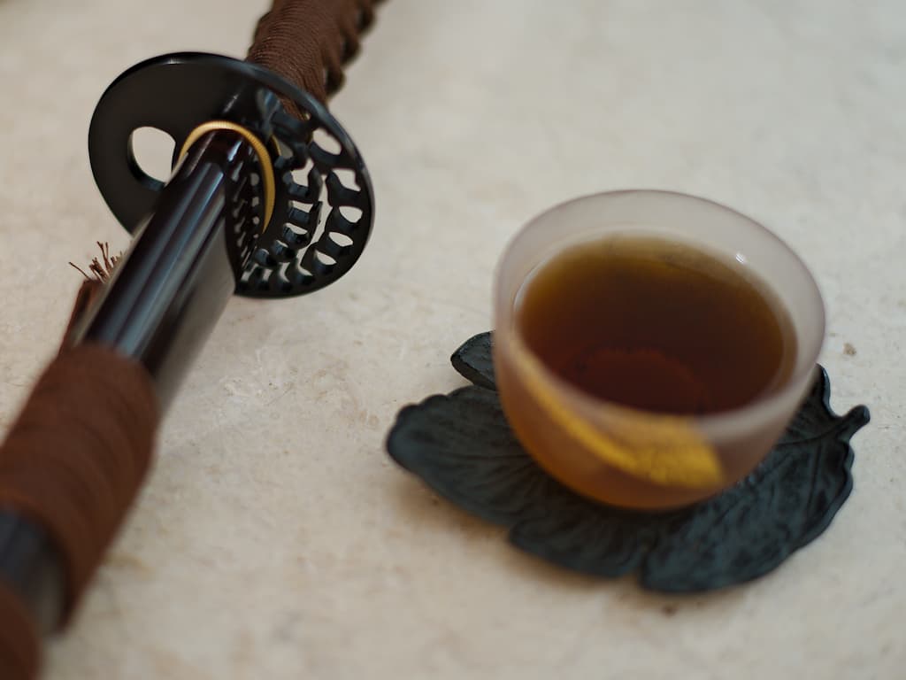 Katana Maru 1095, auténtica Hamon, afilada a mano "Chairo" 茶色 (marrón, el color del té) #Terressens