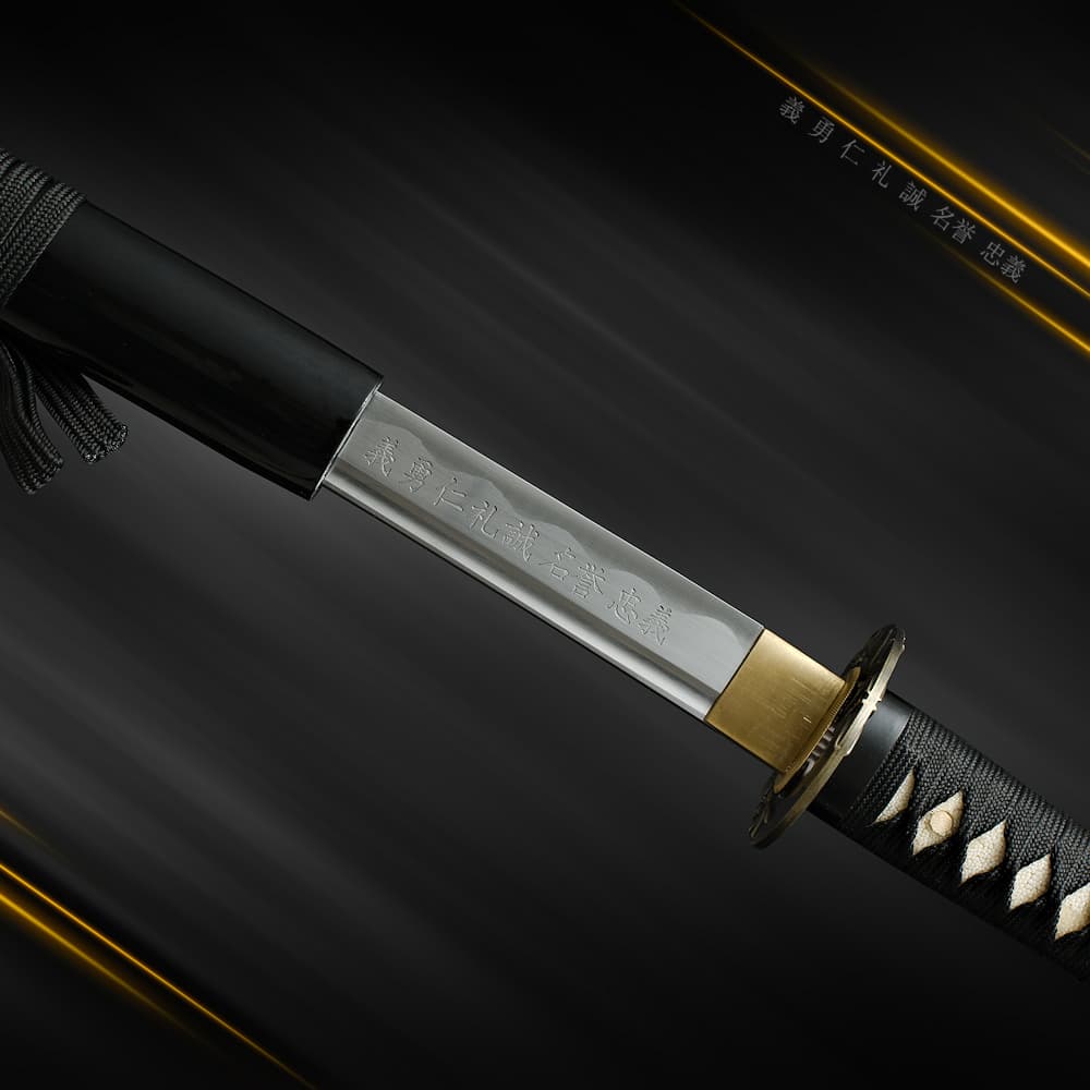 Katana afilada "Bushi" (武士 samurái, guerrero), hoja grabada (las 7 virtudes del Bushidō) #Terressens Katana afilada "Bushi" (武士 samurái, guerrero), hoja grabada (las 7 virtudes del Bushidō) #Terressens