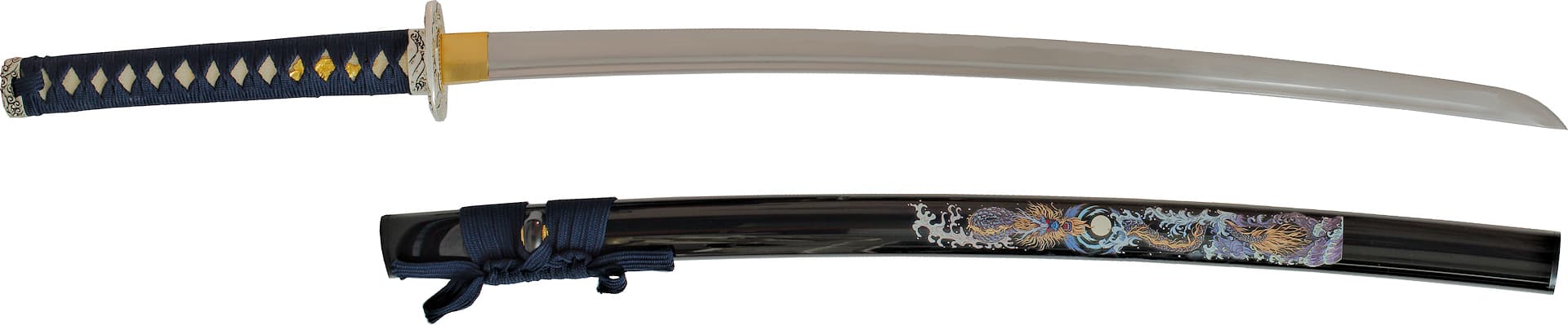 "Ryūjin" (龍神) katana afilada, Dios del océano, Dragón serigrafiado sobre saya #Terressens