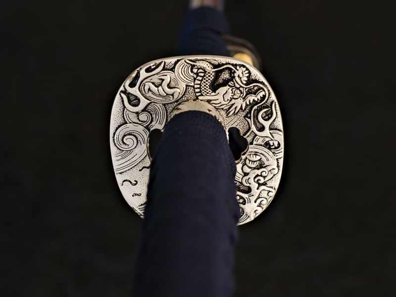 "Ryūjin" (龍神) katana afilada, Dios del océano, Dragón serigrafiado sobre saya #Terressens