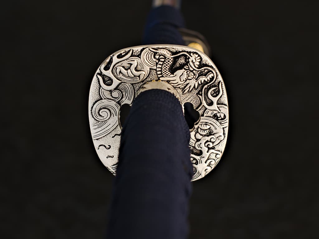 "Ryūjin" (龍神) katana afilada, Dios del océano, Dragón serigrafiado sobre saya #Terressens
