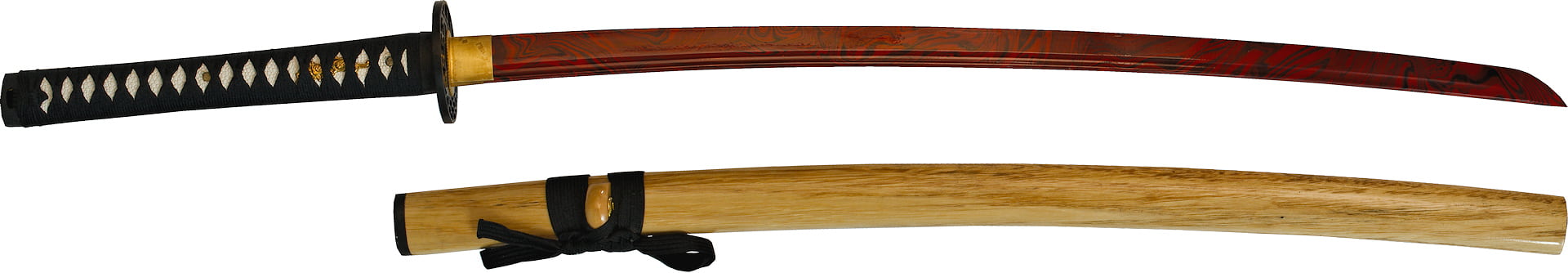 Katana afilada "Yougan" (溶岩 lava), hoja de acero 1045 rojo y negro #Terressens