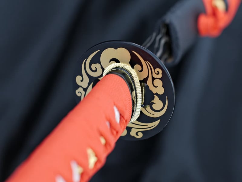 Katana afilada "éclair d'acier", hoja de acero 1045 negro con motivo de relámpago #Terressens Katana afilada "éclair d'acier", hoja de acero 1045 negro con motivo de relámpago #Terressens