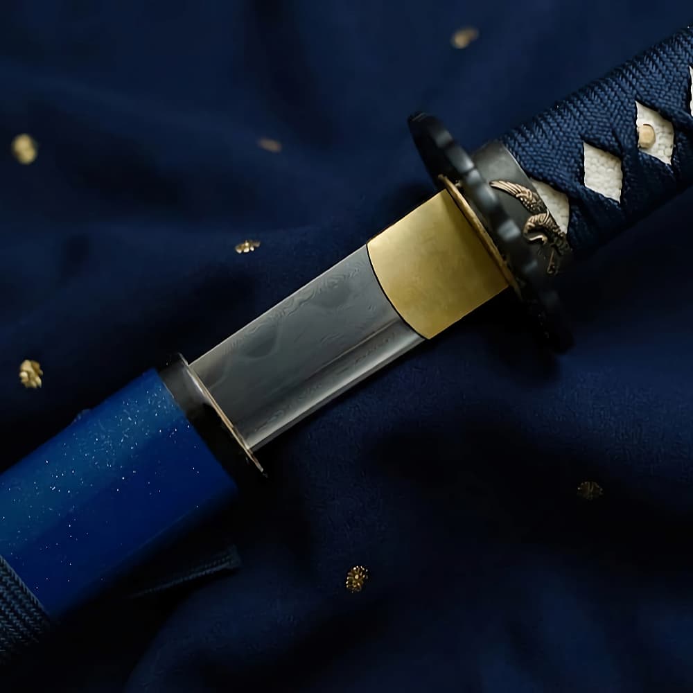Wakizashi «Hoshizora» (星空 cielo estrellado), forja Damasco, auténtico hamon #Terressens