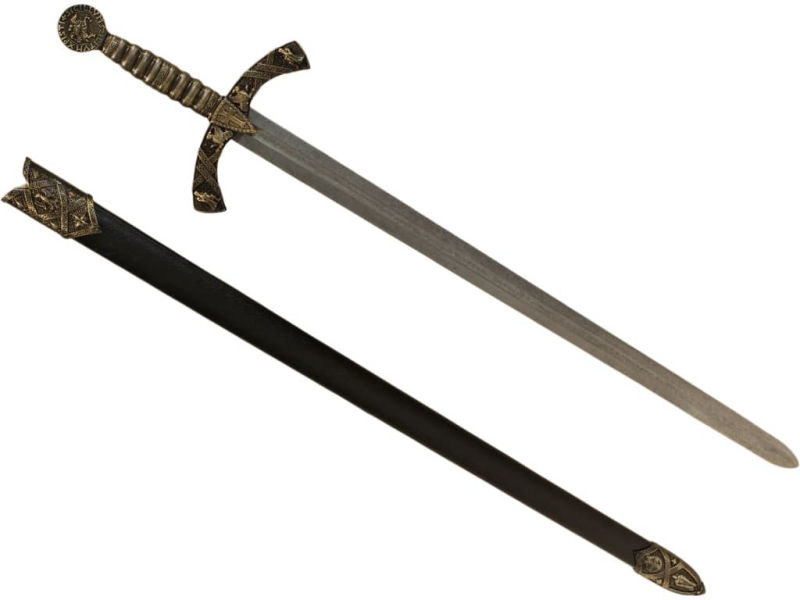 Épée templière de décoration avec fourreau noir Épée templière de décoration avec fourreau noir
