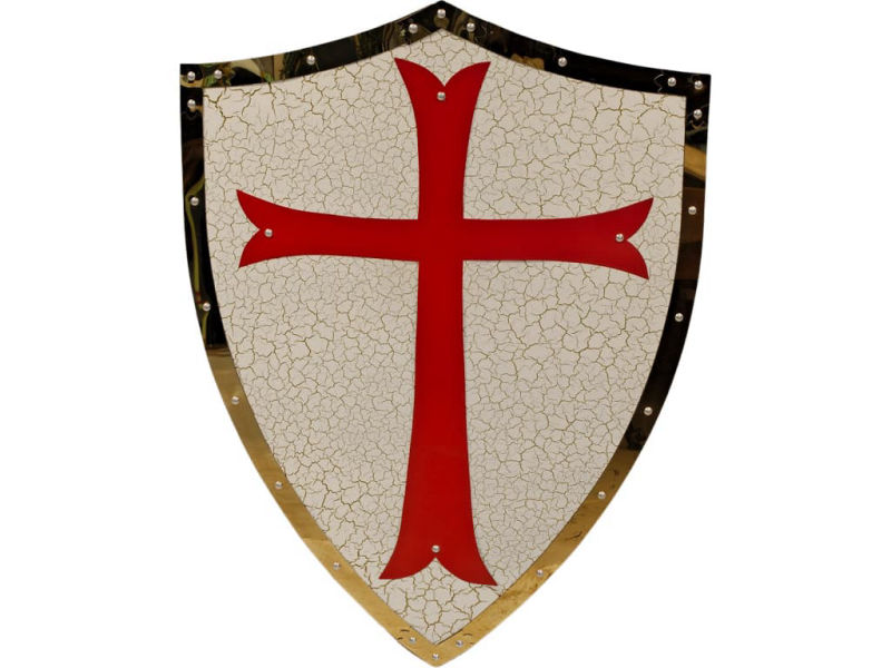 Bouclier templier de décoration, avec la croix pattée caractéristique des Chevaliers du Temple Bouclier templier de décoration, avec la croix pattée caractéristique des Chevaliers du Temple